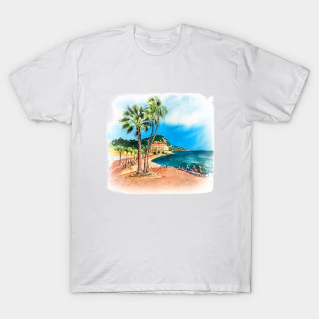 Promenade des Anglais in Nice, France T-Shirt by kavalenkava